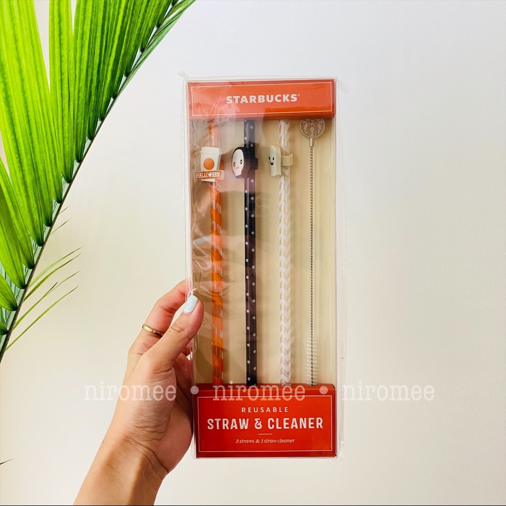 Starbucks Halloween Fun Reusable Straw Set Giftable or for Kids